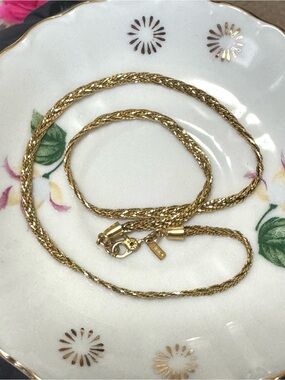 Vintage Monet Gold Toned Braided Rope Chain Necklace - Women